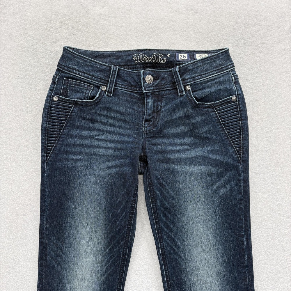 Miss Me Signature Skinny Jeans Womens 26 Blue Dark Wash Mid Rise Stretch Denim - Picture 3 of 14